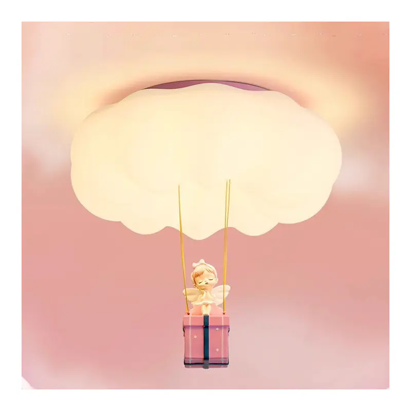 Contemporary Creative Iron Acrylic Resin Cloud Shape LED Flush Mount Ceiling Light For Girl's Bedroom
