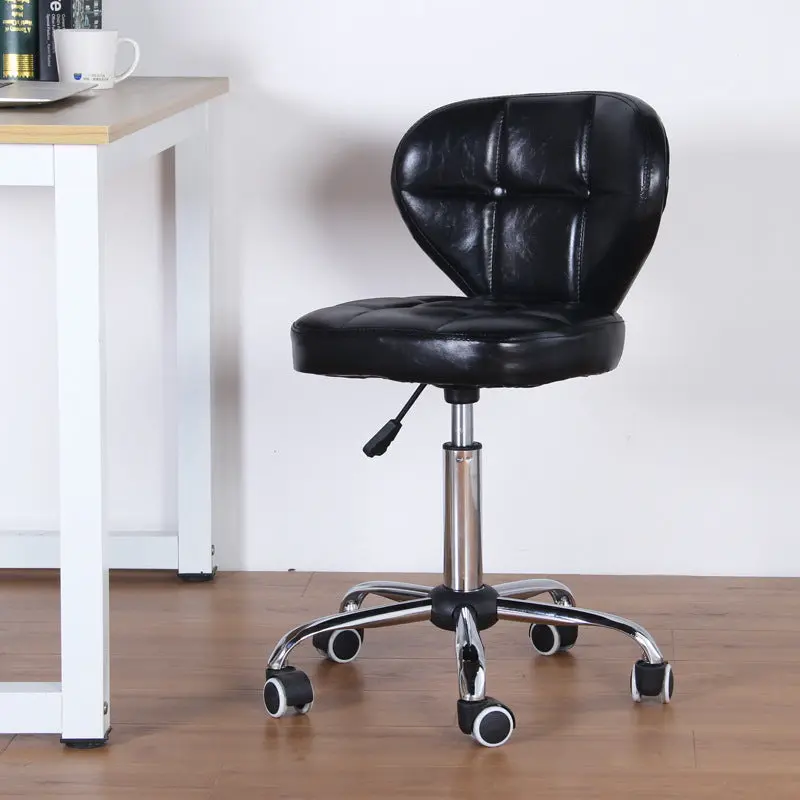 Contemporary Nordic Square PU Leather Wood Board Steel Swivel Desk Chair Backrest Armless For Study