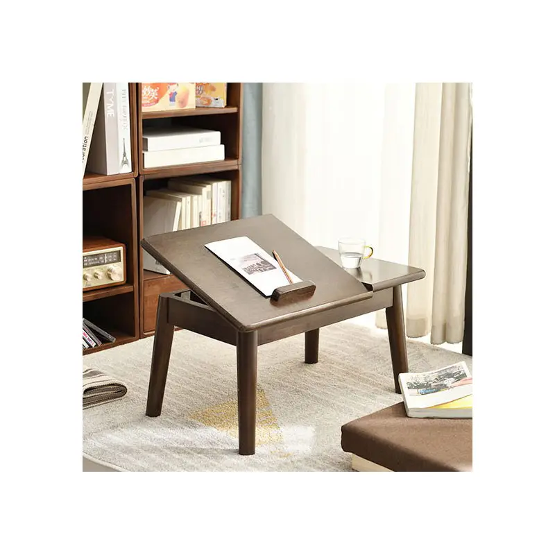 Traditional Japanese Solid Wood Rectangular End Table 1-Tier For Bedroom & Living Room