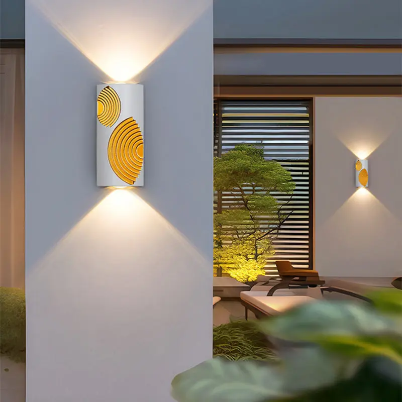 Modern Minimalist PC Aluminum Textured Rectangle LED Wall Sconce Lamp For Outdoor