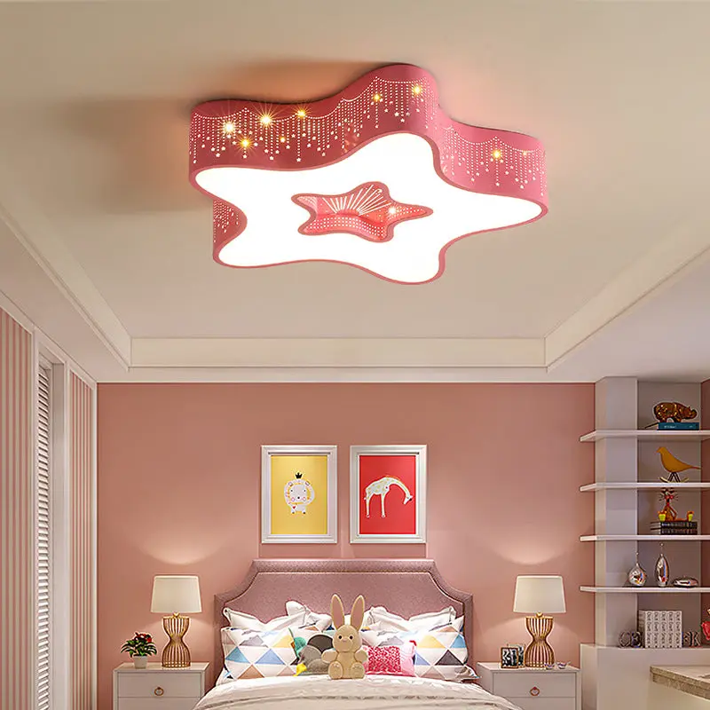 Contemporary Creative Pentagram Iron Acrylic LED Flush Mount Ceiling Light For Bedroom