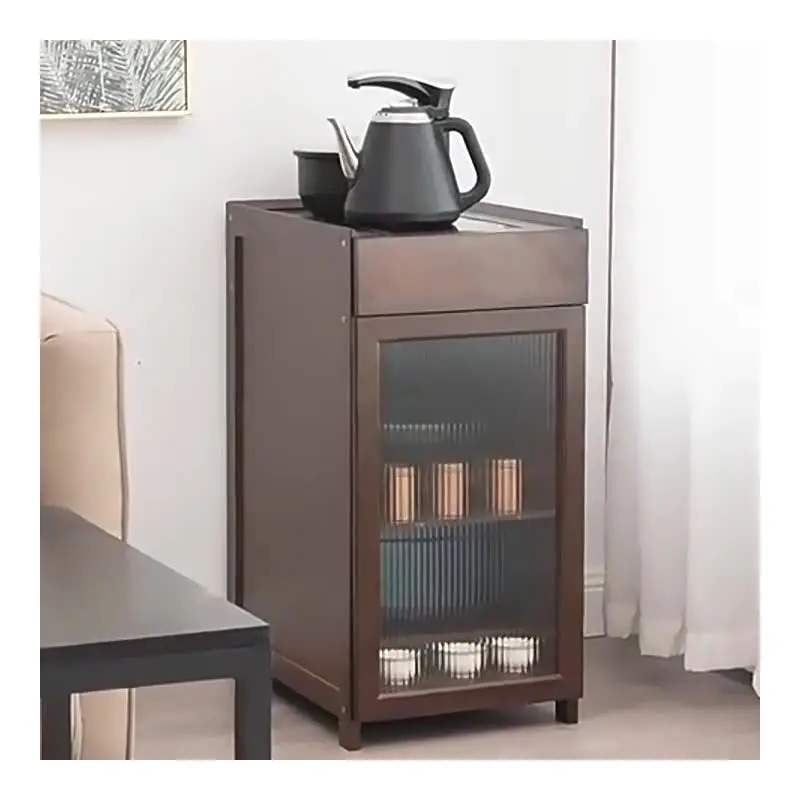 Modern Minimalist Bamboo Acrylic Rectangular Side Table With 1-Drawer For Living Room