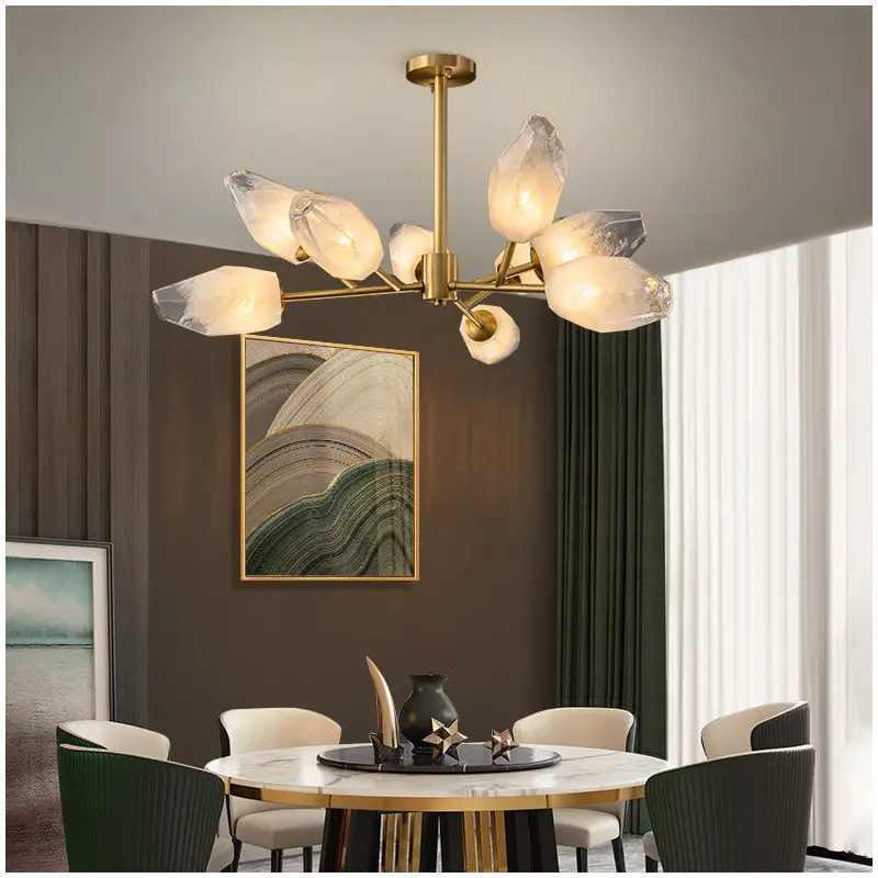 Contemporary Creative Brass Glass Round Branch 9/12-Light Chandelier For Bedroom & Living Room