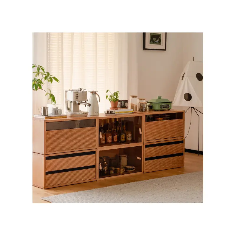 Traditional Japanese Cherry Wood Rectangular Side Table 1-Tier For Living Room