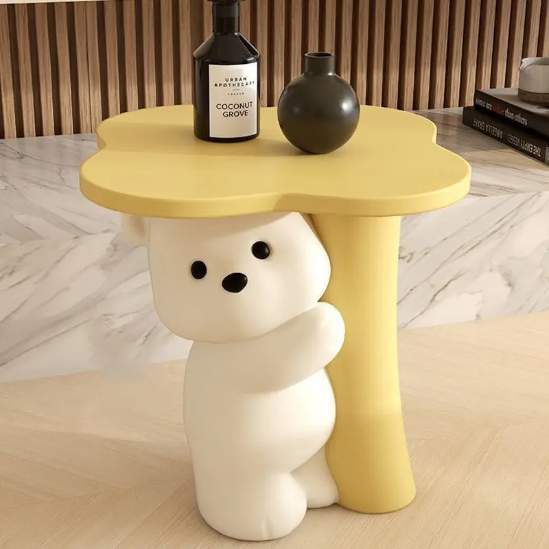 Contemporary Creative Resin Bear-Shaped Side Table For Bedroom & Living Room Decor