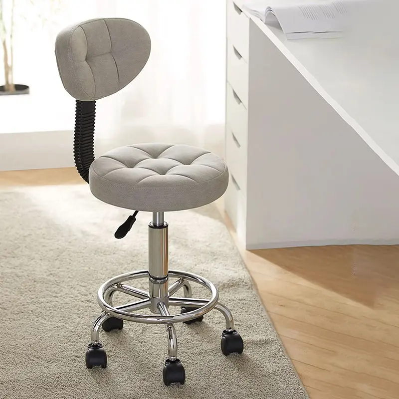 Contemporary Nordic Round Faux Wax Leather Technical Fabric PP Carbon Steel Swivel Desk Chair Backrest Armless For Study