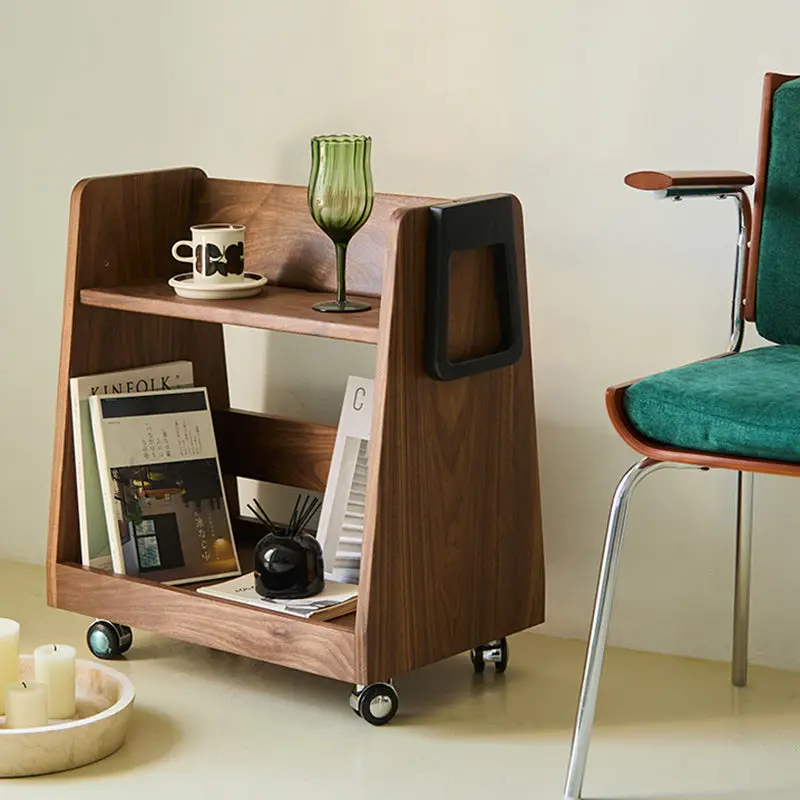 Contemporary Retro Trapezoid Walnut Solid Wood Multi-layer Board Ash Side Table 2 - Tier For Living Room