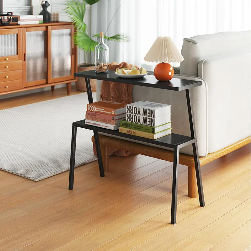 Modern Minimalist Rectangle Full Iron Side Table 2 - Tier For Living Room