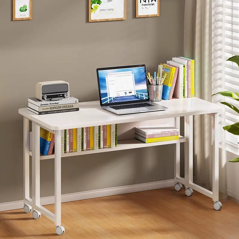 Modern Minimalist Iron Wood Mobile Rectangular Side Table With 1-Tier For Living Room