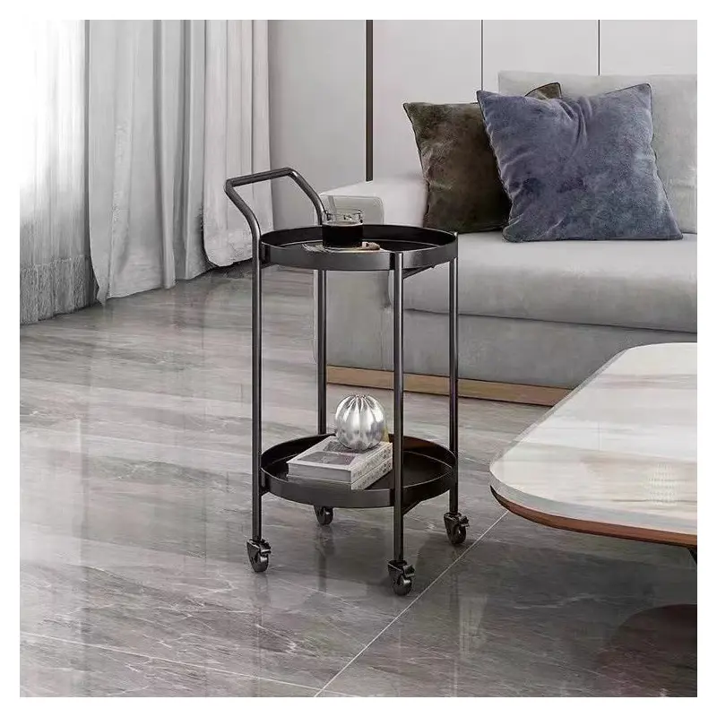 Contemporary Scandinavian Metal Mobile Round Side Table 2/3-Tiers For Living Room