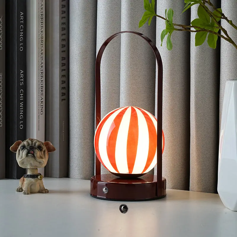 Contemporary Creative Glass Ball Shade Iron LED Portable Table Lamp Night Light For Bedroom