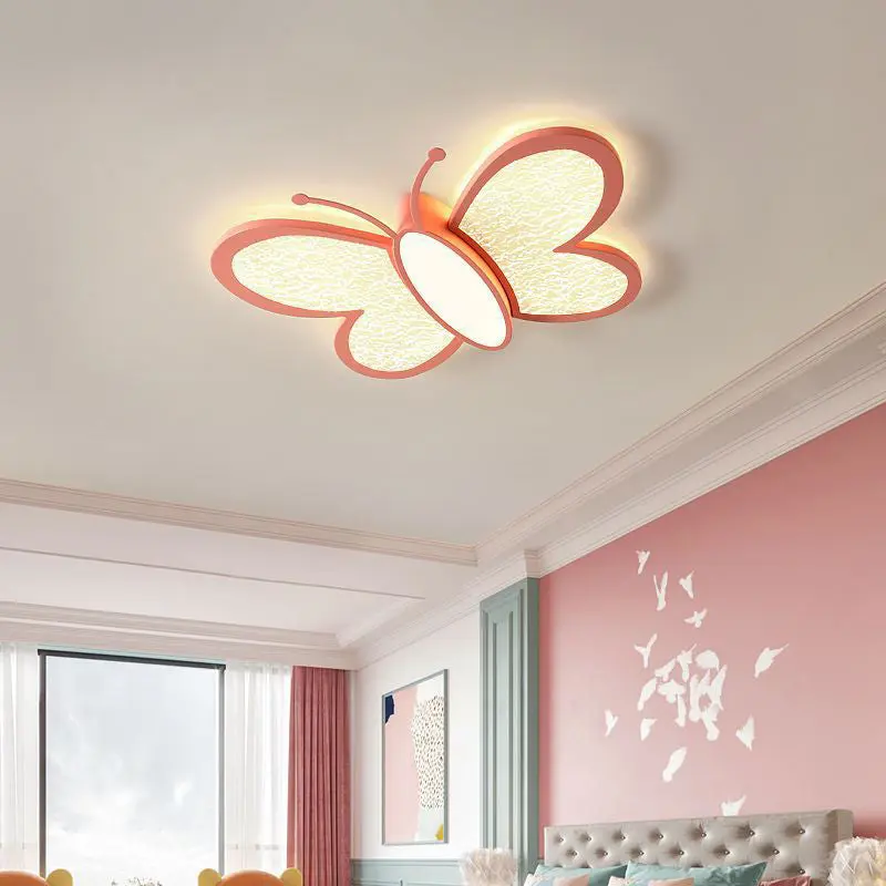 Contemporary Creative Iron & Acrylic Butterfly LED Flush Mount Ceiling Light For Bedroom & Kids Room