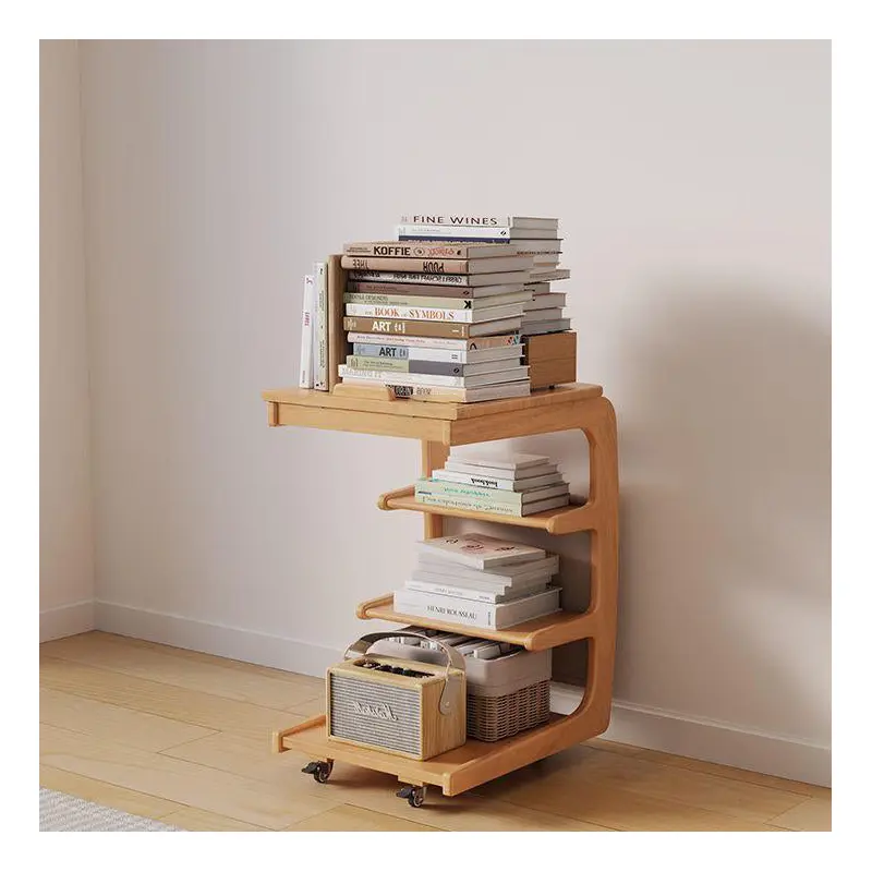 Modern Minimalist Square Rectangle Removable Rubberwood End Table 4-Tiers For Living Room