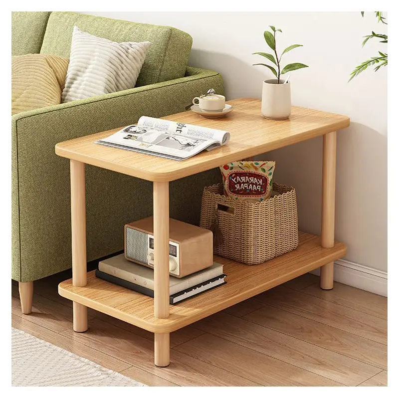 Modern Simplicity Rectangular Cylinder PVC Artificial Panel End Table 2-Tiers For Living Room