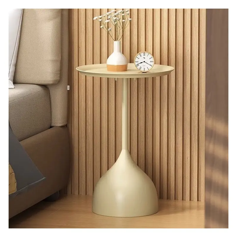 Traditional Vintage Wine Glass Round Plate Iron End Table 1-Tier For Living Room