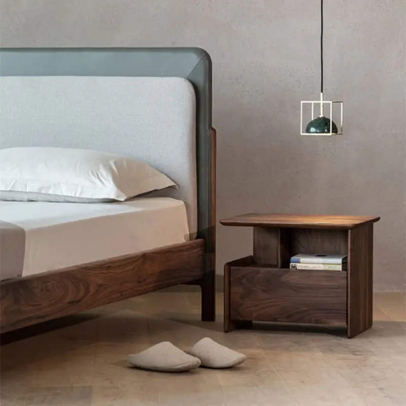 Traditional Vintage Square Rectangle Wood Nightstand 1-Drawer For Bedroom