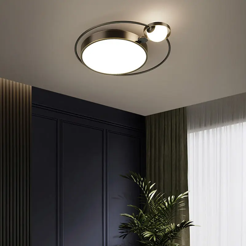 Modern Simplicity Round Square Orb Iron Glass Acrylic Lampshade LED Flush Mount Ceiling Light For Living Room