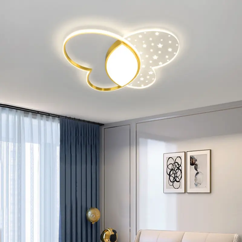 Contemporary Creative Butterfly Metal Acrylic LED Flush Mount Ceiling Light For Bedroom