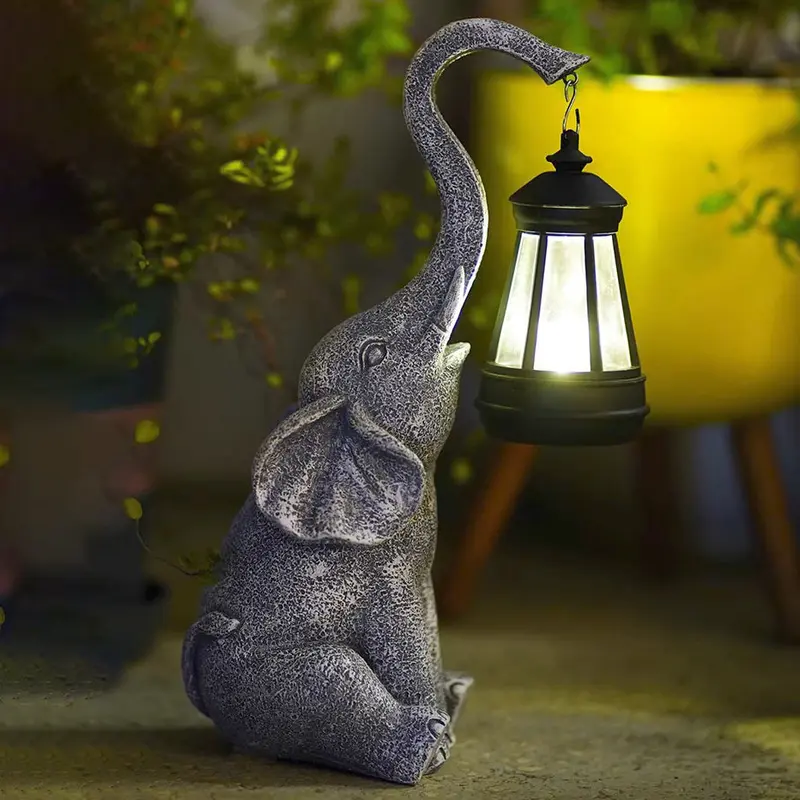 Contemporary Creative Solar Waterproof Resin Elephant LED Outdoor Light Landscape Lighting For Garden