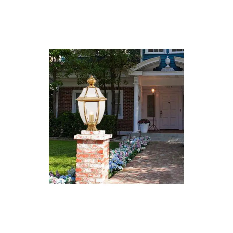 Contemporary Scandinavian Hexagonal Bell Glass Brass 1-Light Outdoor Light For Outdoor Patio