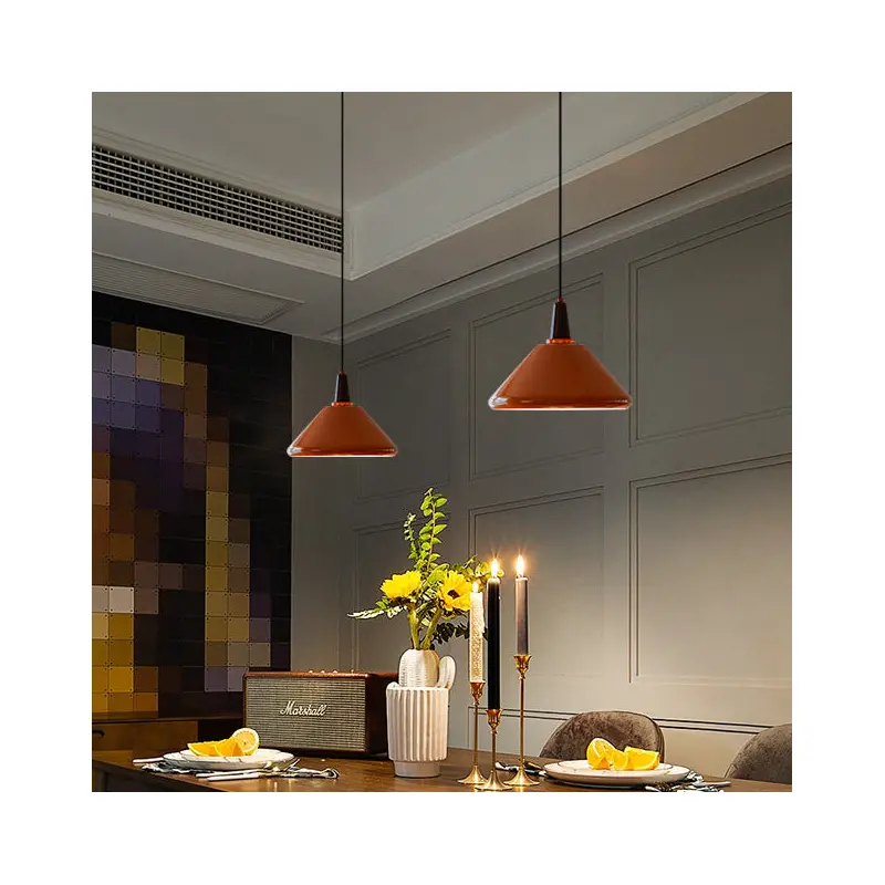 Traditional Vintage Iron Metal Conic 1/2 Light Pendant Light For Dining Room