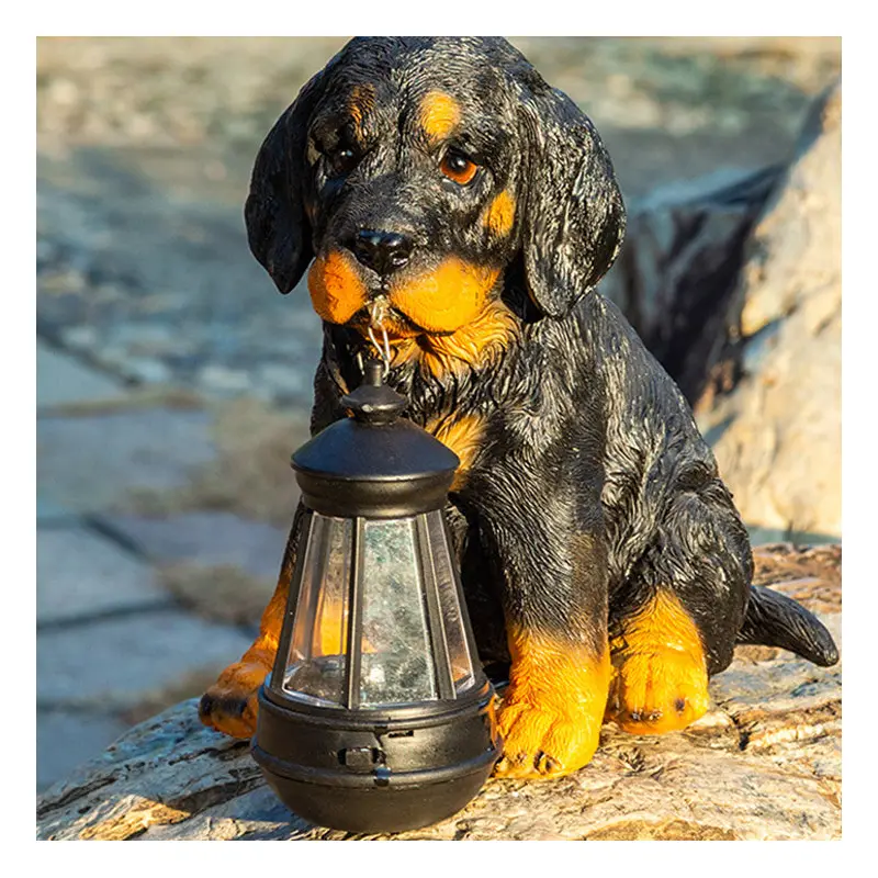 Contemporary Creative Solar Waterproof Resin Dog Ornament LED Outdoor Light Landscape Lighting For Garden
