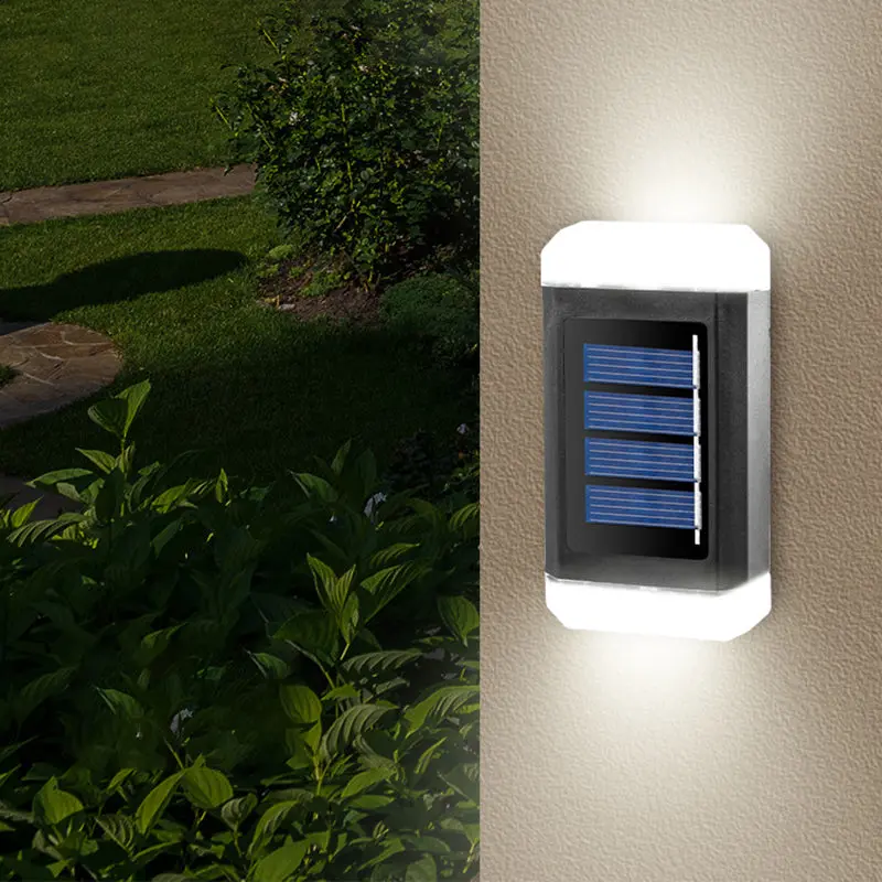 Contemporary Industrial ABS Rectangular Waterproof Solar LED Outdoor Wall Sconce Lamp For Garden