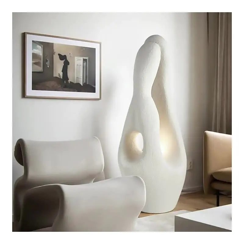 Contemporary Creative Polystyrene Irregular Statue 1-Light Standing Floor Lamp For Living Room