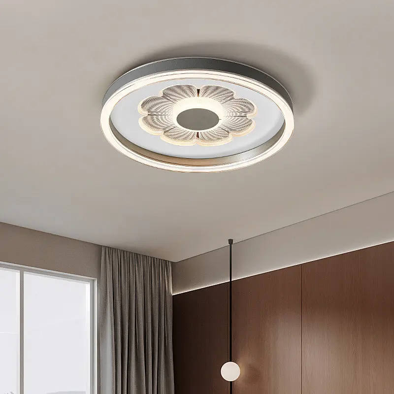 Modern Simplicity Round Iron Aluminum Acrylic Leather LED Flush Mount Ceiling Light For Bedroom
