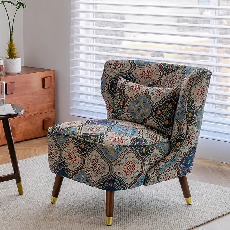 Traditional Vintage Square High Density Foam Solid Wood Accent Chair Backrest For Living Room