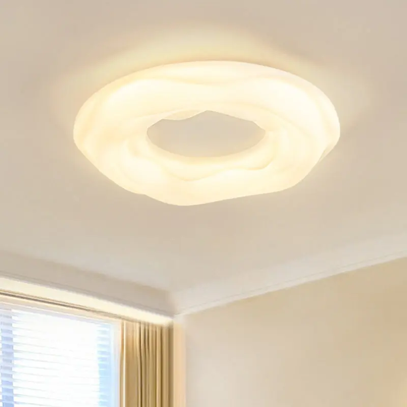 Contemporary Creative Cream Cookie Donut Round PE Iron LED Flush Mount Ceiling Light For Bedroom