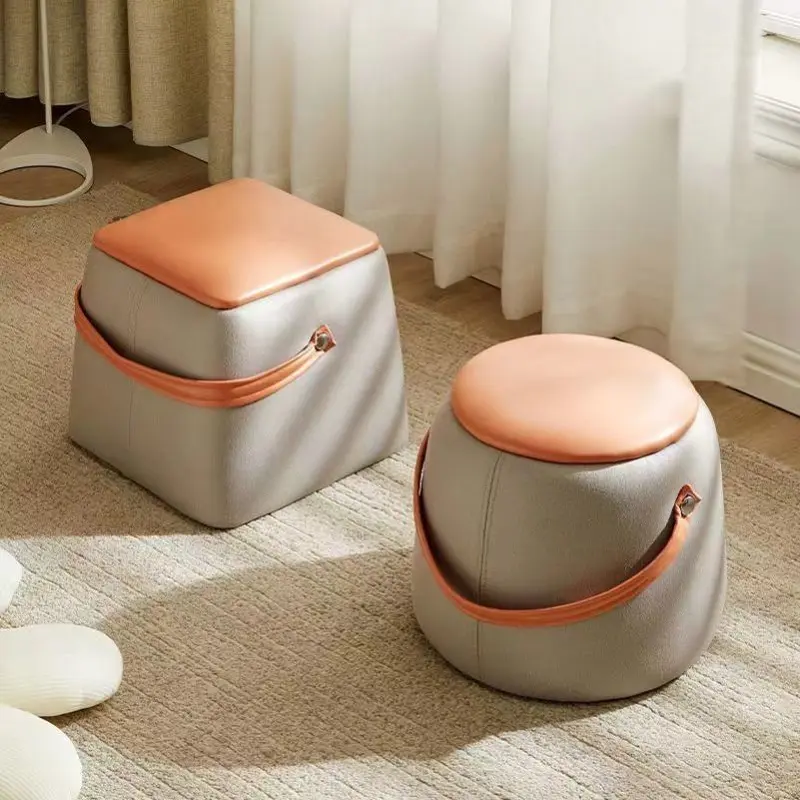 Modern Minimalist Portable Round Square Wood Fabric Chair For Living Room