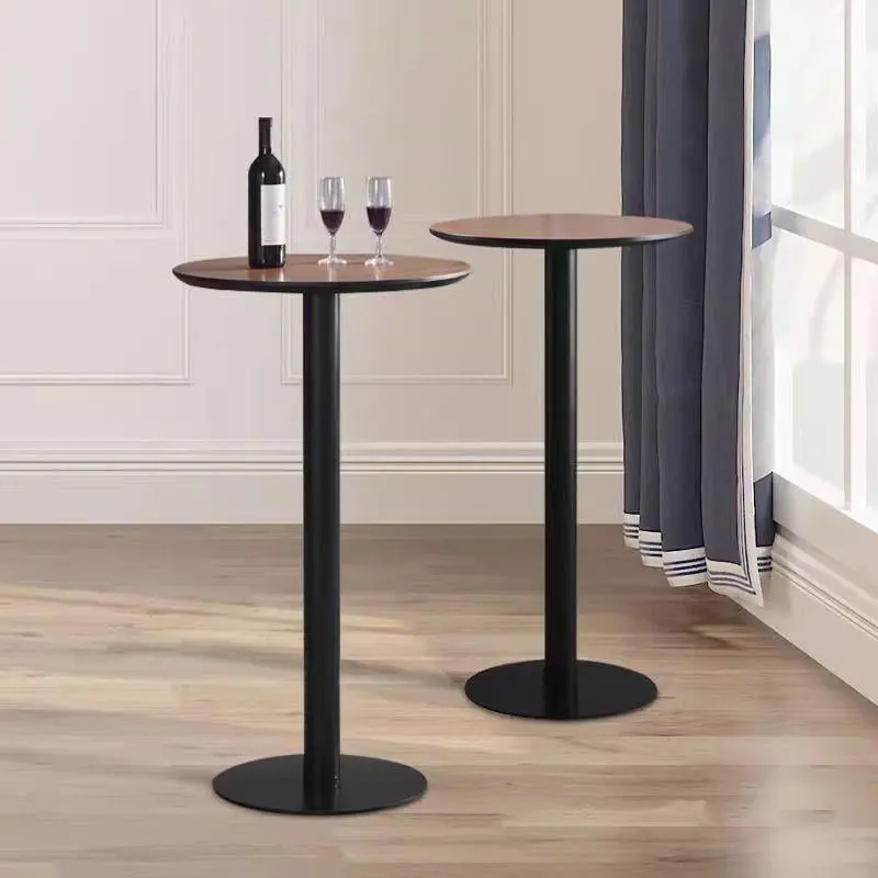 Modern Minimalist Round Cylinder Wood Metal End Table 1-Tier For Living Room