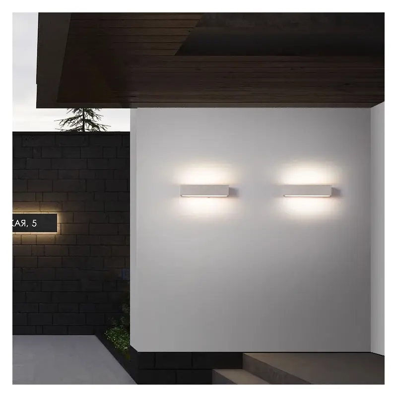 Modern Minimalist Square Long Acrylic Concrete LED Wall Sconce Lamp For Outdoor Patio