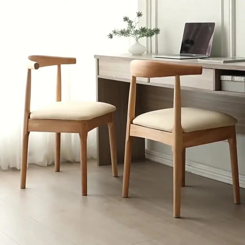 Contemporary Scandinavian Rectangular Wood PU Leather Chair Backrest Armless For Living Room