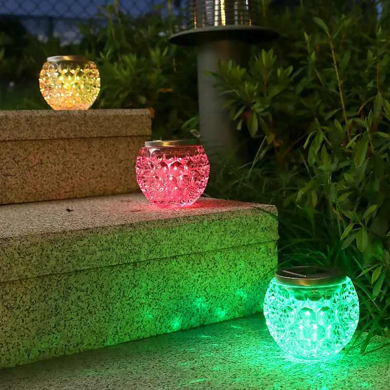 Modern Art Deco Solar Glass Jar Full Of Stars ABS Stainless Steel LED Outdoor Lights For Garden