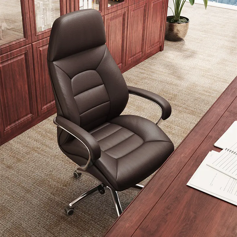 Modern Minimalist PU Leather Aluminum Alloy Sponge Curved Height Adjustable Swivel Desk Chair Backrest Armrest For Home Office