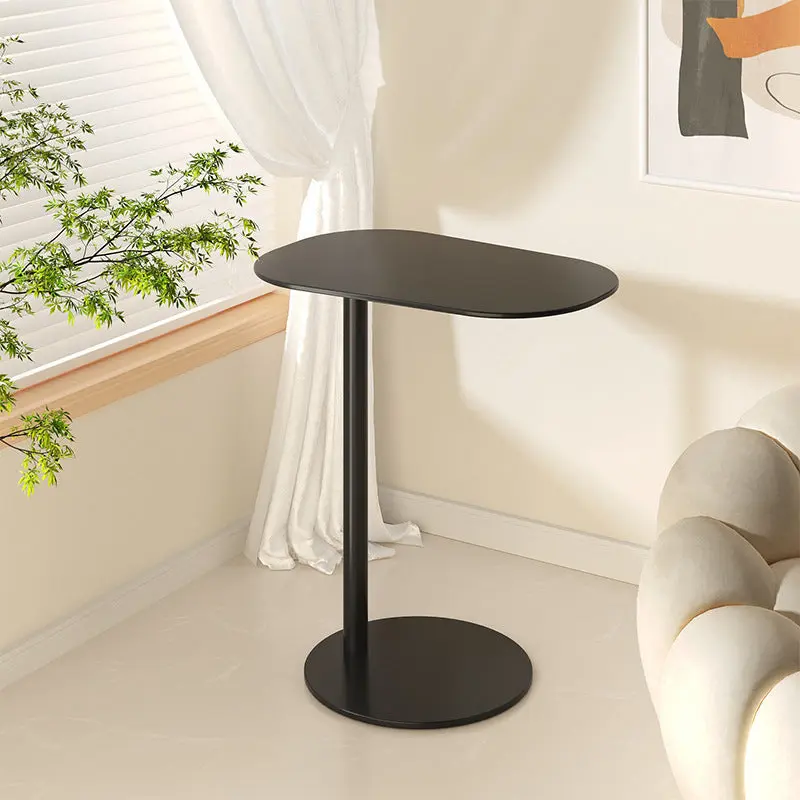 Modern Minimalist Rounded Circle Design Wrought Iron End Table 1-Tier For Living Room