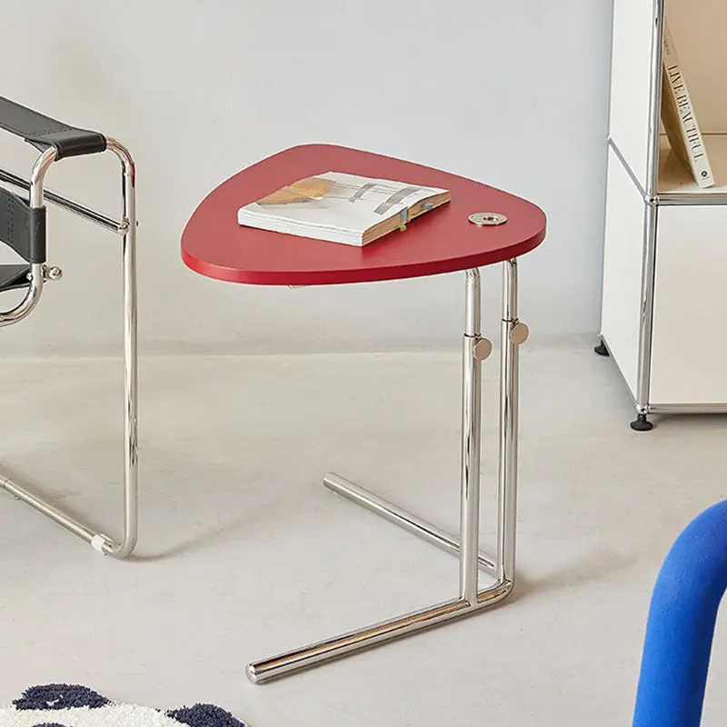 Modern Minimalist Triangular Stainless Steel Fireproof Panel End Table 2-Leg Adjustable For Living Room