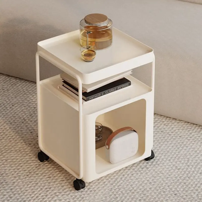 Contemporary Creative Iron Movable Square Side Table With 3 Tiers For Living Room