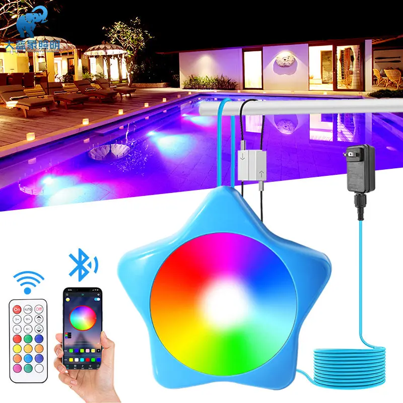 Contemporary Creative Solar Bluetooth Waterproof ABS Metal Pentagram LED Underwater Outdoor Light For Outdoor Patio