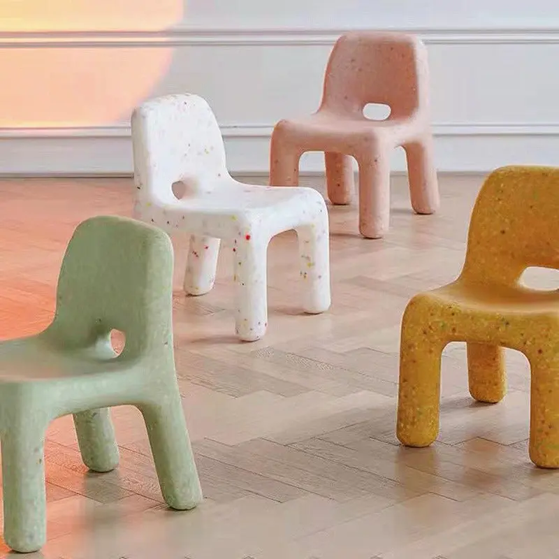 Contemporary Scandinavian Kids Square Starry Sky PE Low Chair Backrest Armless For Study