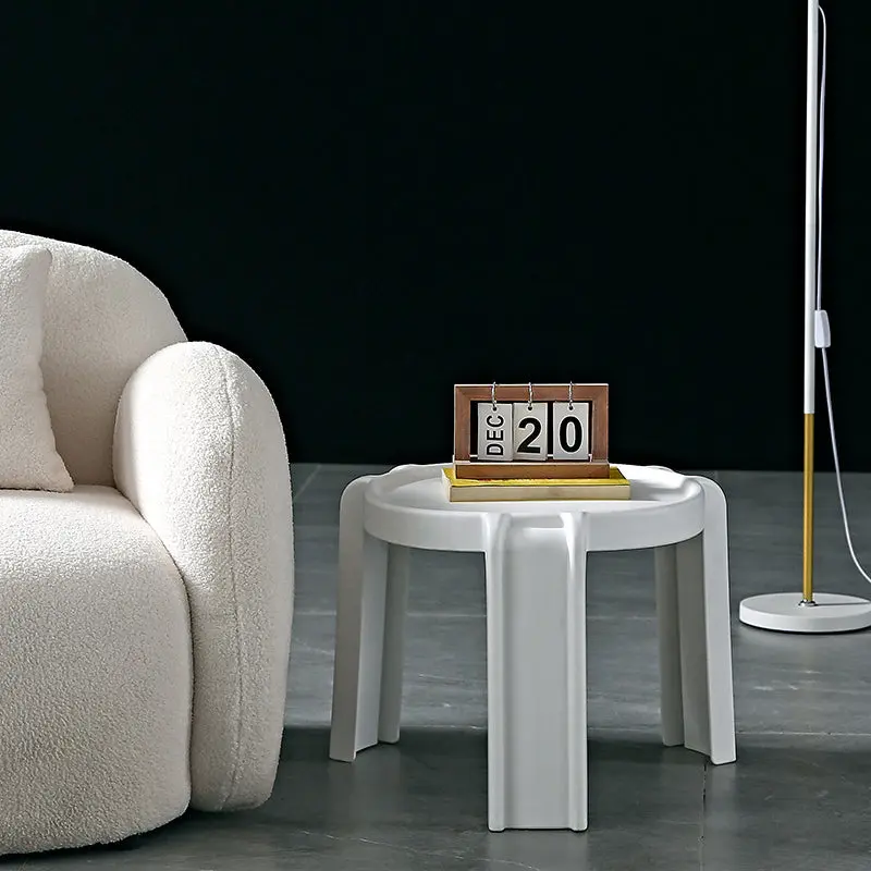 Contemporary Scandinavian PC Geometry Round Stackable Low Stool For Bedroom