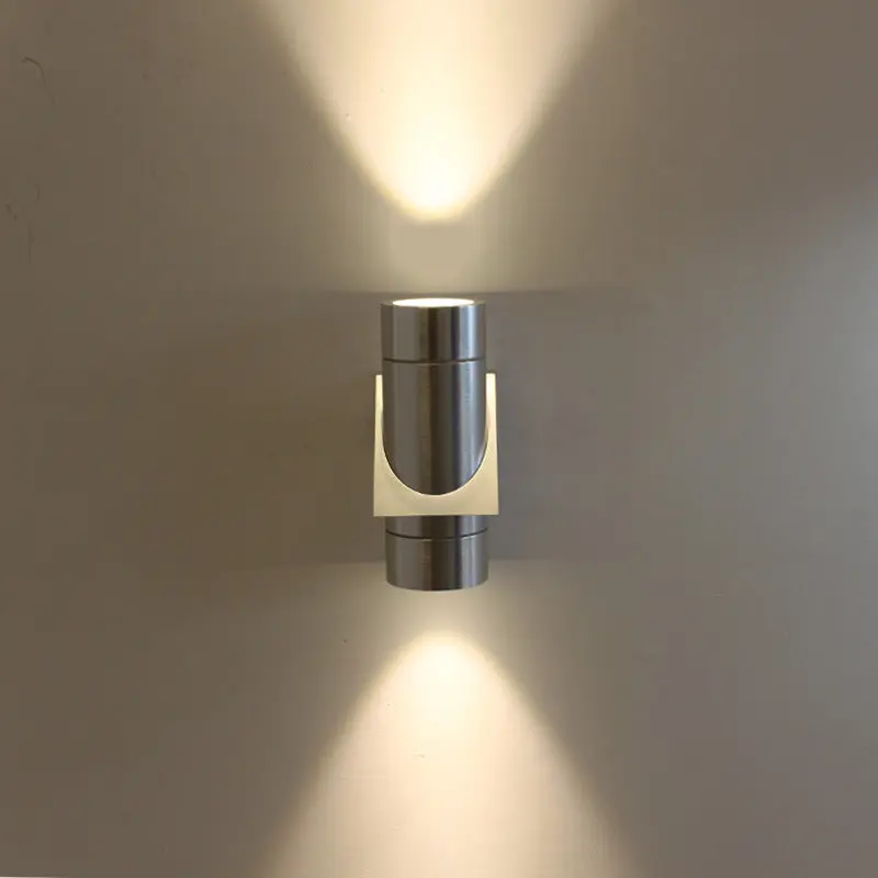 Modern Minimalist Aluminum Cylinder LED Up And Down Illuminated LED Wall Sconce Lamp For Outdoor Patio