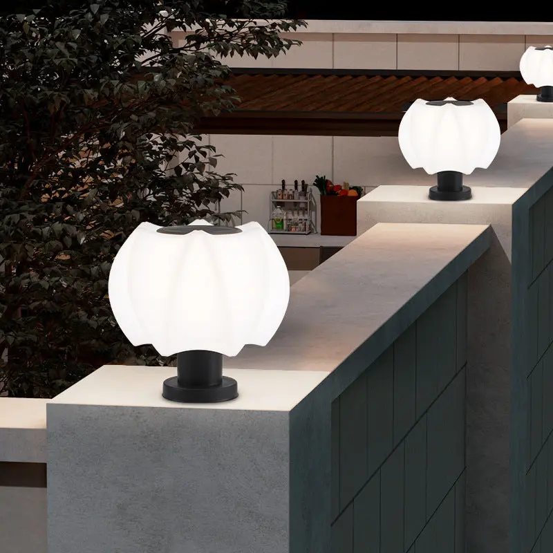 Modern Minimalist Waterproof Lotus Round Cylinder PE 1-Light Outdoor Light For Patio