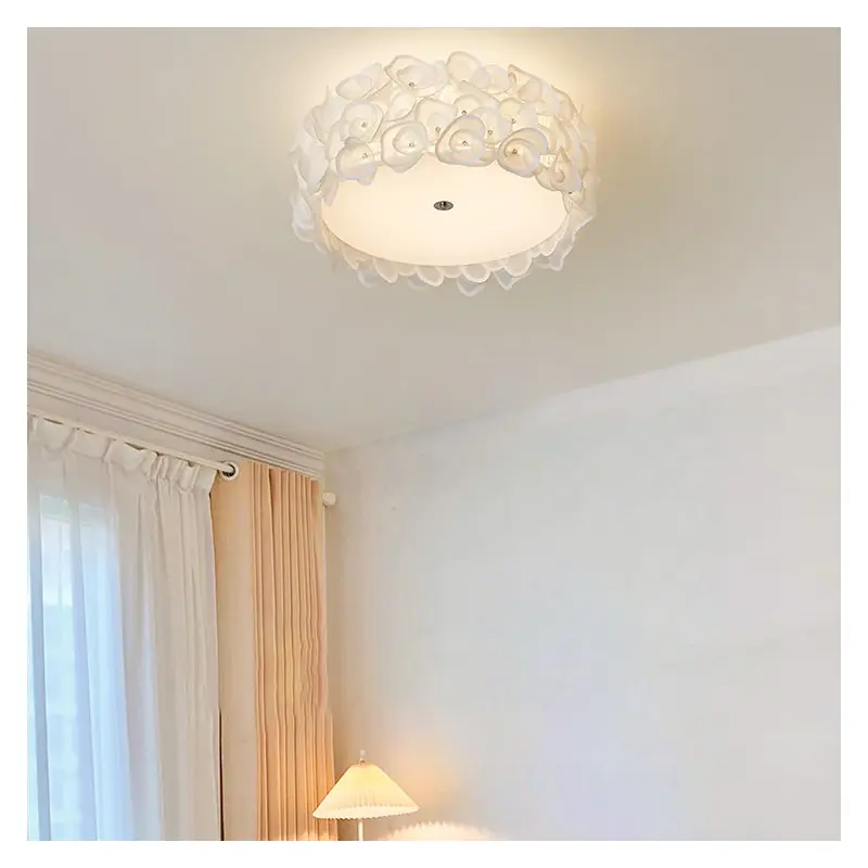 Contemporary Creative Round PVC Flowers Lampshade Iron 4/5/6 - Light Flush Mount Ceiling Light For Bedroom