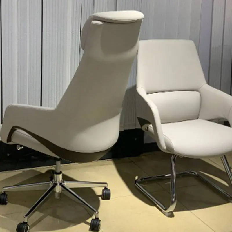 Modern Simplicity Silicone Leather Aluminum Alloy Sponge Rectangular Desk Chair Armrest Headrest Reclining For Home Office