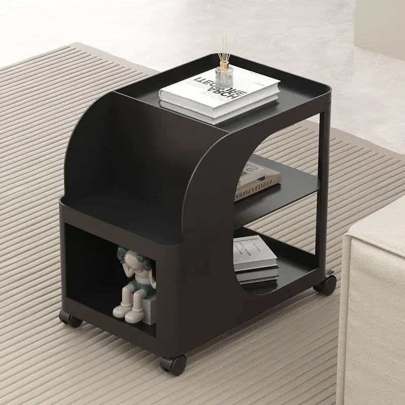 Modern Minimalist Removable Rectangular Curved Iron End Table 2-Tier For Living Room