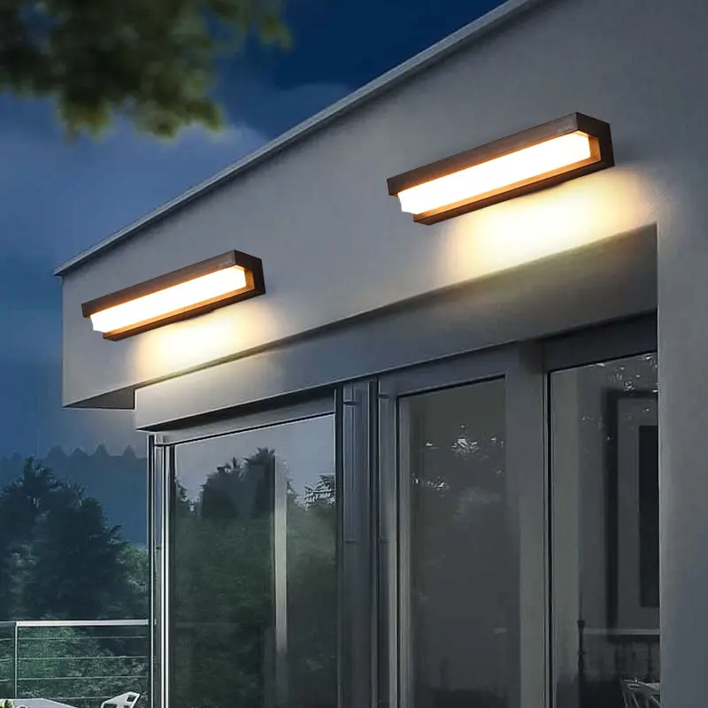 Modern Minimalist Solar Waterproof Rectangular ABS Acrylic LED Wall Sconce Lamp For Outdoor Patio
