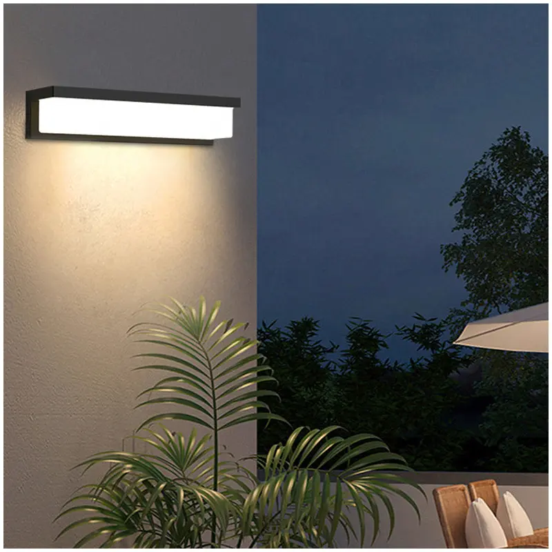 Modern Minimalist Solar Waterproof Sensor Rectangular ABS LED Wall Sconce Lamp For Outdoor Patio
